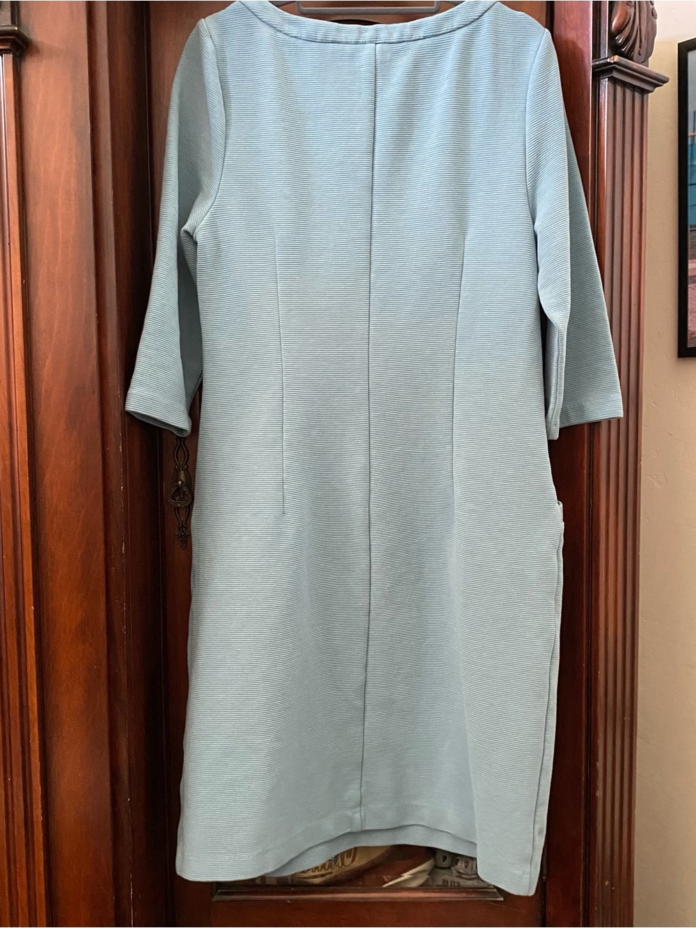 Boden Light Blue Jasmine Ottoman Ribbed 3/4 Sleeve Dress sz 10 Long Classic - Picture 5 of 8